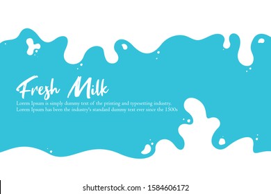 Modern poster fresh milk on blue background ,  vector and flat illustration fresh milk background