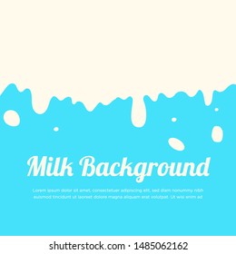 Modern poster fresh milk with splashes on a light blue background. Vector illustration in flat minimalistic style