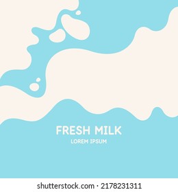 Modern poster fresh milk with splashes on a light blue background.