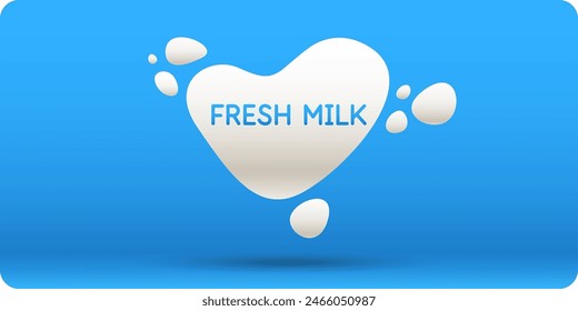 Modern poster fresh milk with splashes on a background. Vector illustration in flat minimalistic style