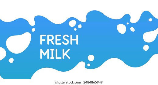 Póster moderno de leche fresca con salpicaduras en un fondo. Ilustración vectorial en estilo minimalista plano. Un afiche para la publicidad de productos lácteos.