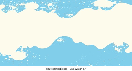 Modern poster fresh milk with splashes on a light blue background. Vector illustration in flat minimalistic style