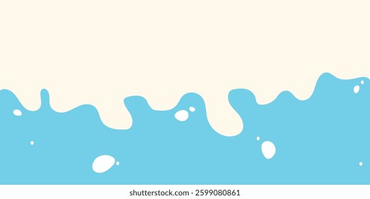 Modern poster fresh milk with splashes on a light blue background. Vector illustration in flat minimalistic style