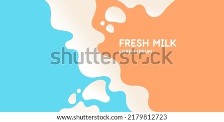 Modern poster fresh milk with splashes on a background.