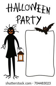 A modern poster with Halloween. Vector illustration in a flat style, web banner, flyer, postcard, greeting. Template for a party, holiday, design.
