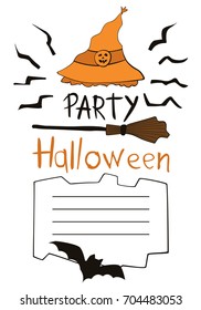 A modern poster with Halloween. Vector illustration in a flat style, web banner, flyer, postcard, greeting. Template for a party, holiday, design.