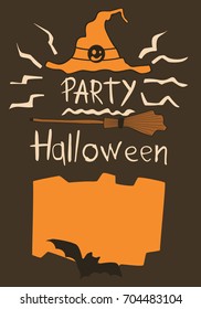 A modern poster with Halloween. Vector illustration in a flat style, web banner, flyer, postcard, greeting. Template for a party, holiday, design.