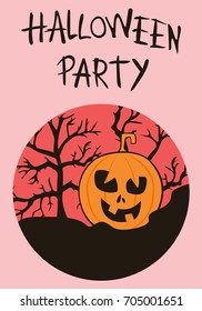 A modern poster with Halloween. Vector illustration in a flat style, web banner, flyer, postcard, greeting. Template for a party, holiday, design.