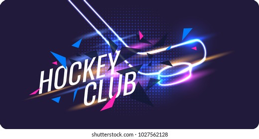 Modern poster ice hockey championship with the puck on the ice. Vector illustration perfect for TV advertising matches