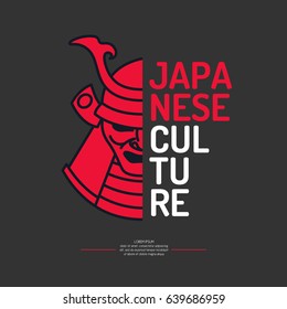 Modern poster Japanese culture with the samurai armor in a simple minimalist style on a dark background. Vector illustration