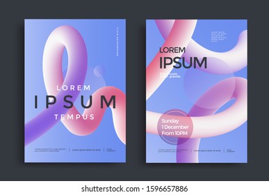 Modern poster layout with Creative 3d line shape. Abstract Liquid wave for Cover design template. Bright Gradient fluid form. Vector colorful futuristic composition.