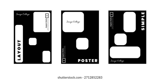 Modern poster layout with rounded freeform photo frames A4 ratio