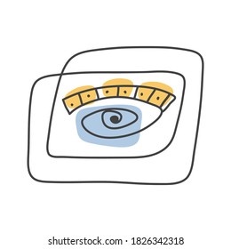 Modern poster with linear abstract eyes. Continuous line art. One line drawing. Minimalist graphic.