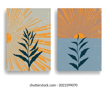 Modernes Plakat mit minimalistischen Design-Elementen. Grunge strukturierte Kreise im Boho-Stil. Wall Art , Home Deco . Abstrakte Vektorform.