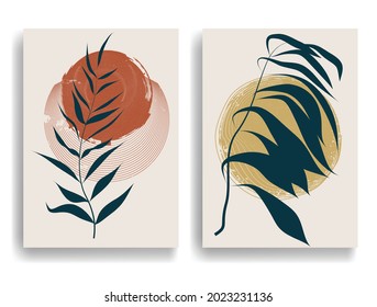 Modernes Plakat mit minimalistischen Design-Elementen. Grunge strukturierte Kreise im Boho-Stil. Wall Art , Home Deco . Abstrakte Vektorform.