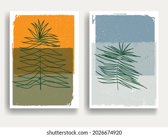 Modern poster with minimalist design elements  in Boho style  . Wall art , home deco . Vector abstract shape.