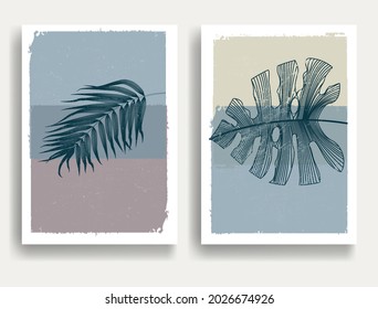 Modern poster with minimalist design elements  in Boho style  . Wall art , home deco . Vector abstract shape.