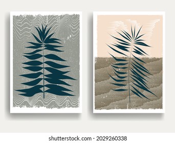 Afiche moderno con elementos de diseño minimalista al estilo Boho . Arte mural, deco doméstico. Forma abstracta del vector.