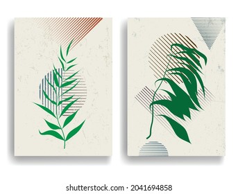 Modern poster with minimalist design elements . Grunge textured circles in Boho style  . Wall art , home deco . Vector abstract shape.