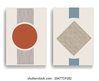 Afiche moderno con elementos de diseño minimalista al estilo Boho . Arte mural, deco doméstico. Forma abstracta del vector