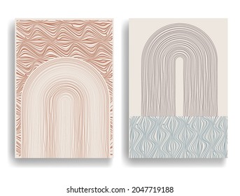 Modern poster with minimalist design elements  in Boho style  . Wall art , home deco . Vector abstract shape