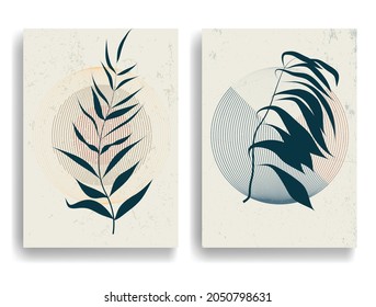 Afiche moderno con elementos de diseño minimalista al estilo Boho . Arte mural, deco doméstico. Forma abstracta del vector.