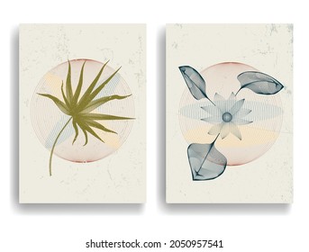 Afiche moderno con elementos de diseño minimalista al estilo Boho . Arte mural, deco doméstico. Forma abstracta del vector.