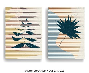 Afiche moderno con elementos de diseño minimalista al estilo Boho . Arte mural, deco doméstico. Arte contemporáneo .Forma abstracta vectora.