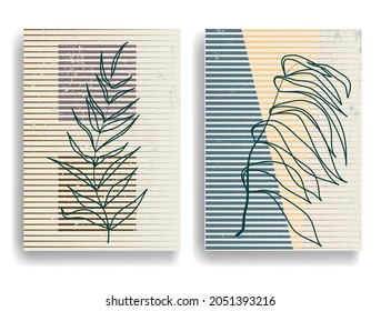 Modern poster with minimalist design elements in Boho style  . Wall art , home deco . Contemporary art .Vector abstract shape.