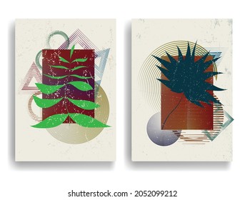 Afiche moderno con elementos de diseño minimalista. Diversas formas de estilo Boho . Arte mural, deco doméstico. Forma abstracta del vector.