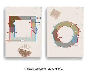 Afiche moderno con elementos de diseño minimalista. Grunge círculos texturados al estilo Boho . Arte mural, deco doméstico. Forma abstracta del vector.
