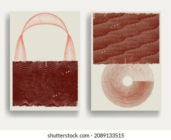 Modern poster with minimalist design elements . Grunge textured circle and arch in Boho style  . Wall art , home deco . Vector abstract shape.