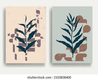 Afiche moderno con elementos de diseño minimalista al estilo Boho . Arte mural, deco doméstico. Forma abstracta del vector.