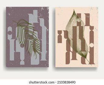 Modernes Plakat mit minimalistischen Design-Elementen im Boho-Stil. Wall Art , Home Deco . Abstrakte Vektorform.