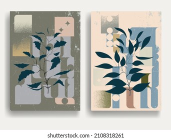 Modern poster with minimalist design elements in Boho style  . Wall art , home deco . Vector abstract shape.