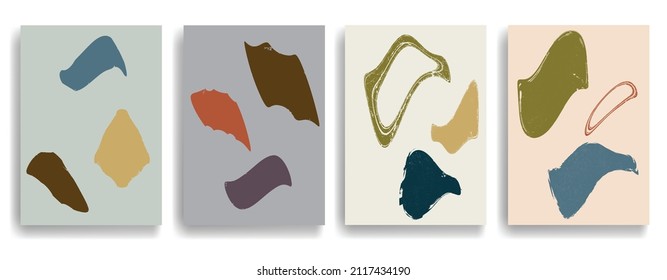 Modern poster with minimalist design elements . Grunge textured circles in Boho art style  . Wall art , home deco . Vector abstract shape.