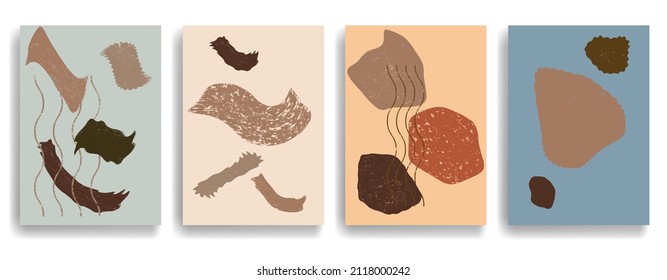 Afiche moderno con elementos de diseño minimalista. Grunge círculos texturados en estilo de arte Boho . Arte mural, deco doméstico. Forma abstracta del vector.