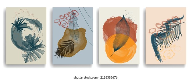Modernes Plakat mit minimalistischen Design-Elementen. Grunge strukturierte Kreise im Boho Art Stil. Wall Art , Home Deco . Abstrakte Vektorform.