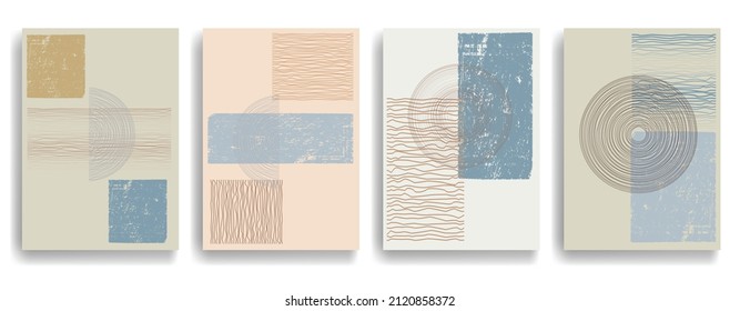 Modern poster with minimalist design elements . Window and arch in Boho style  . Wall art , home deco . Vector abstract shape.