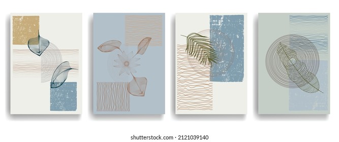 Afiche moderno con elementos de diseño minimalista. Ventana y arco al estilo Boho . Arte mural, deco doméstico. Forma abstracta del vector.