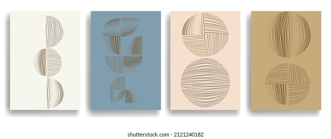 Modern poster with minimalist design elements . Window and arch in Boho style  . Wall art , home deco . Vector abstract shape.