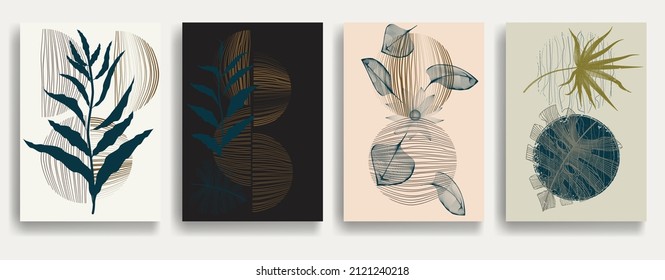 Modern poster with minimalist design elements . Window and arch in Boho style  . Wall art , home deco . Vector abstract shape.