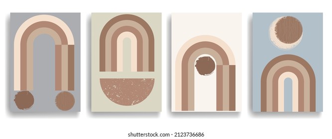 Modern poster with minimalist design elements in Boho style . Wall art , home deco . Vector abstract shape.
