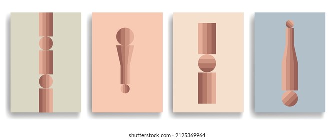 Modern poster with minimalist design elements . Retro lines and grunge textured circles in Boho style  . Wall art , home deco . Vector abstract shape.