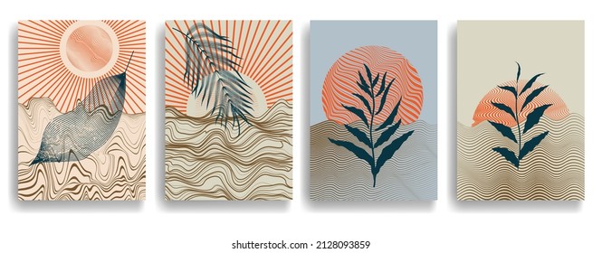 Modernes Plakat mit minimalistischen Design-Elementen. Grunge strukturierte Kreise im Boho Art Stil. Wall Art , Home Deco . Abstrakte Vektorform.