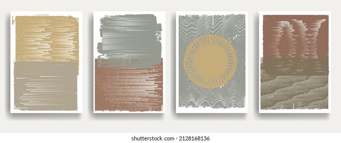 Modernes Plakat mit minimalistischen Design-Elementen. Grunge Textur. Wall Art , Home Deco . Abstrakte Vektorform.