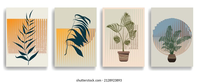 Modern poster with minimalist design elements . Grunge textured circles in Boho style  . Wall art , home deco . Vector abstract shape.
