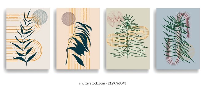 Afiche moderno con elementos de diseño minimalista. Grunge círculos texturados al estilo Boho . Arte mural, deco doméstico. Forma abstracta del vector.
