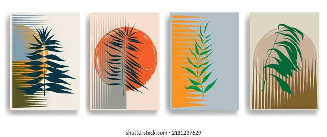 Modern poster with minimalist design elements . Grunge textured circles in Boho style  . Wall art , home deco . Vector abstract shape.