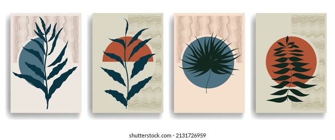 Modernes Plakat mit minimalistischen Design-Elementen. Grunge strukturierte Kreise im Boho-Stil. Wall Art , Home Deco . Abstrakte Vektorform.